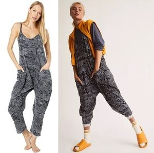 Free People Movement Hot Shot Printed Onesie Black Strips Combo XS Euc Host Pic!